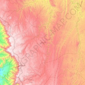 Mapa topográfico An Nimas, altitude, relevo