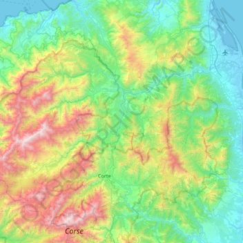 Mapa topográfico Le Golo, altitude, relevo