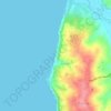 Mapa topográfico Praia da Peralta, altitude, relevo