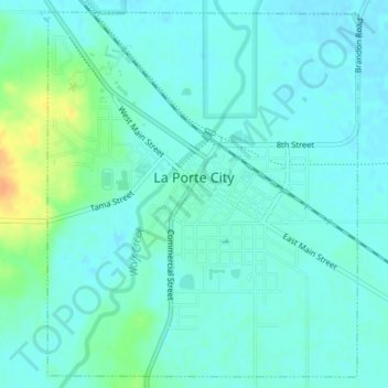 Mapa topográfico La Porte City, altitude, relevo