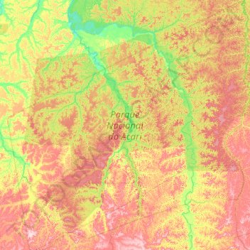 Mapa topográfico Parque Nacional do Acari, altitude, relevo