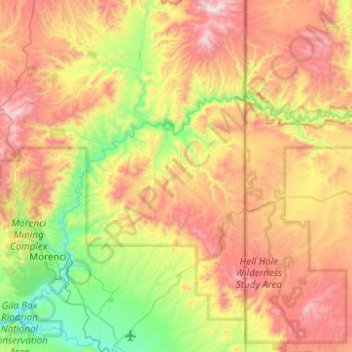 Mapa topográfico San Francisco River, altitude, relevo
