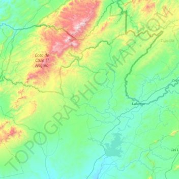 Mapa topográfico Lancones, altitude, relevo