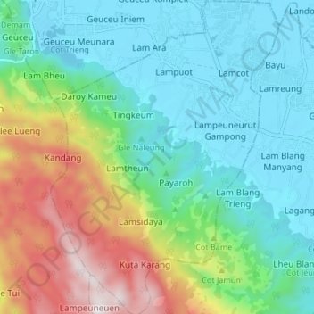 Mapa topográfico Darul Kamal, altitude, relevo