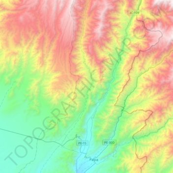 Mapa topográfico Río Grande, altitude, relevo