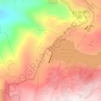 Mapa topográfico Barragem de Lagoa Comprida, altitude, relevo
