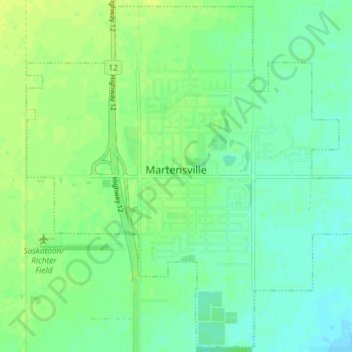 Mapa topográfico Martensville, altitude, relevo