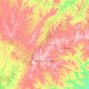 Mapa topográfico Pinheiro Machado, altitude, relevo