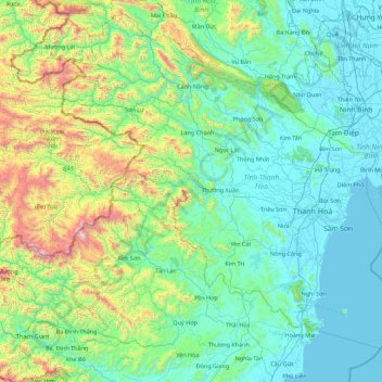 Mapa topográfico Thanh Hóa, altitude, relevo
