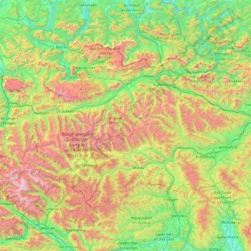 Mapa topográfico Niedere Tauern, altitude, relevo