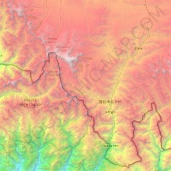 Mapa topográfico Shigatse, altitude, relevo