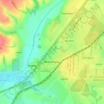 Mapa topográfico Фаниполь, altitude, relevo