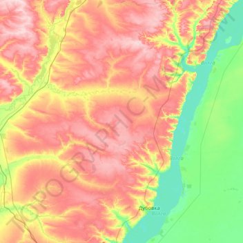 Mapa topográfico Дубовский район, altitude, relevo