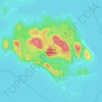 Mapa topográfico остров Путсаари, altitude, relevo