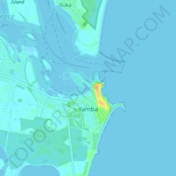 Mapa topográfico Yamba, altitude, relevo