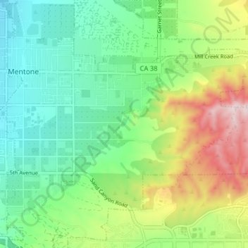 Mapa topográfico Mentone, altitude, relevo