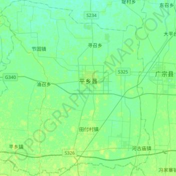 Mapa topográfico 平乡县, altitude, relevo