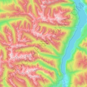 Mapa topográfico Valhalla Provincial Park, altitude, relevo