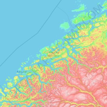 Mapa topográfico Møre og Romsdal, altitude, relevo