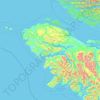 Mapa topográfico Area B (Quatsino Sound/Cape Scott), altitude, relevo