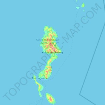 Mapa topográfico Kabupaten Kepulauan Talaud, altitude, relevo