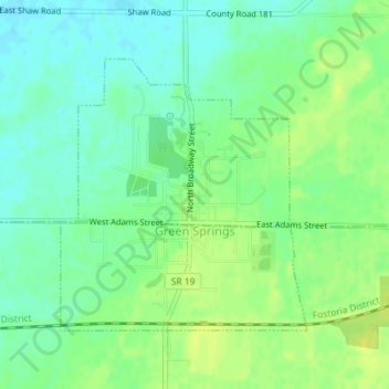 Mapa topográfico Green Springs, altitude, relevo
