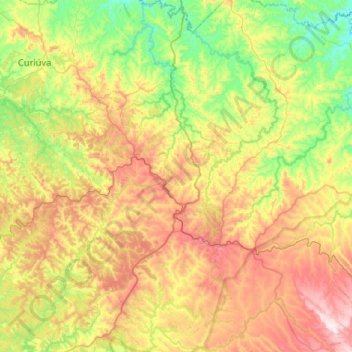 Mapa topográfico Ventania, altitude, relevo