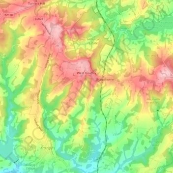 Mapa topográfico West Hoathly, altitude, relevo