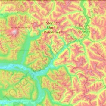 Mapa topográfico Stephen Mather Wilderness, altitude, relevo