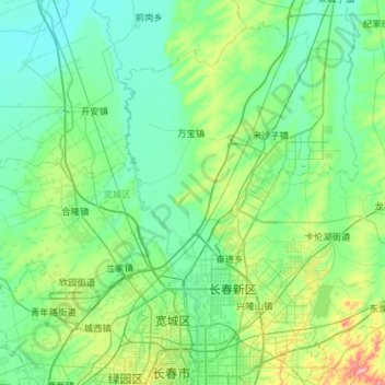 Mapa topográfico Kuancheng District, altitude, relevo
