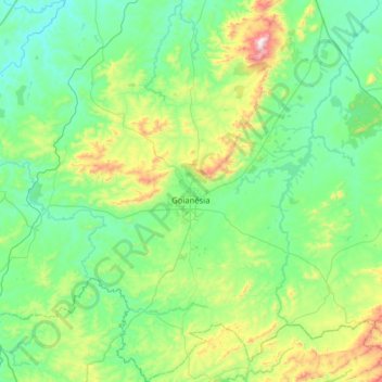Mapa topográfico Goianésia, altitude, relevo