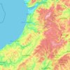Mapa topográfico Ceredigion, altitude, relevo