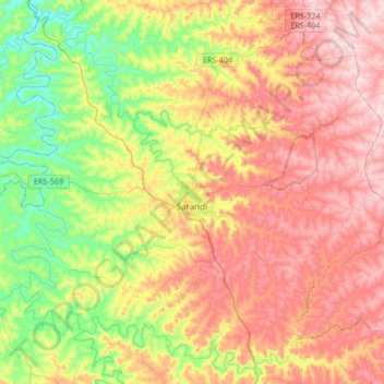 Mapa topográfico Sarandi, altitude, relevo