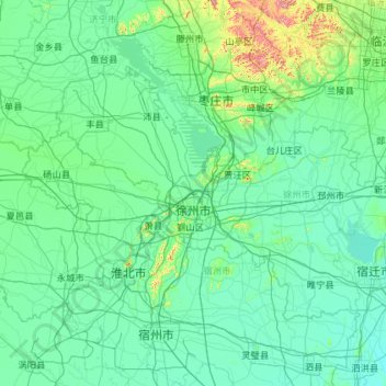Mapa topográfico Xuzhou, altitude, relevo