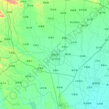 Mapa topográfico Dengzhou City, altitude, relevo