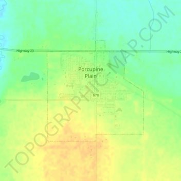 Mapa topográfico Porcupine Plain, altitude, relevo