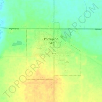 Mapa topográfico Porcupine Plain, altitude, relevo