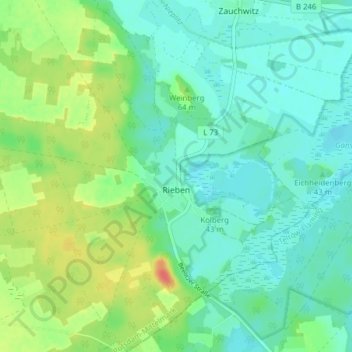 Mapa topográfico Rieben, altitude, relevo