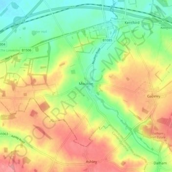 Mapa topográfico Moulton, altitude, relevo