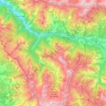 Mapa topográfico Méolans-Revel, altitude, relevo