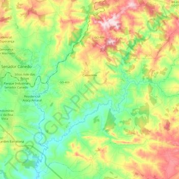 Mapa topográfico Caldazinha, altitude, relevo