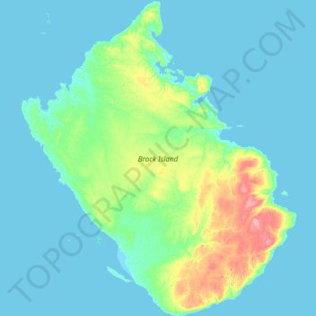 Mapa topográfico Brock Island, altitude, relevo