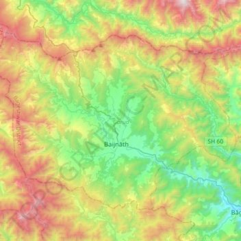 Mapa topográfico Garud, altitude, relevo