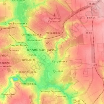 Mapa topográfico Подольский район, altitude, relevo