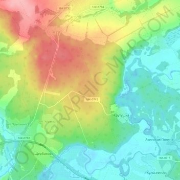 Mapa topográfico Голубые озёра, altitude, relevo