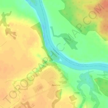 Mapa topográfico остров Кий, altitude, relevo