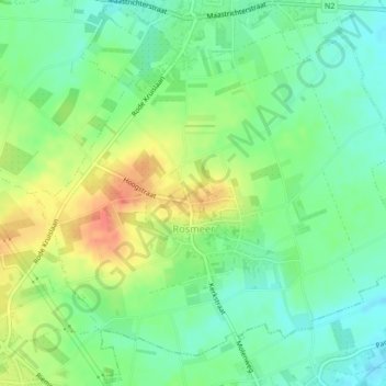 Mapa topográfico Rosmeer, altitude, relevo