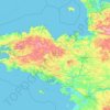Mapa topográfico Brittany, altitude, relevo