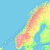 Mapa topográfico Noruega, altitude, relevo