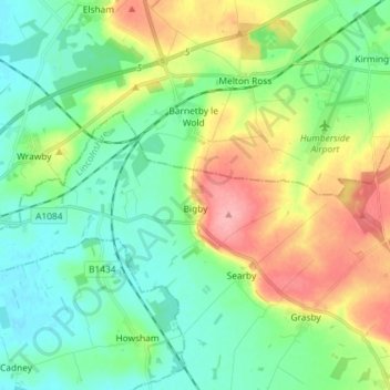 Mapa topográfico Bigby CP, altitude, relevo